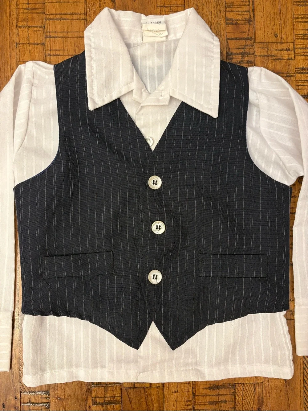 Vintage Happy Fella Toddler Boys Vest Shirt Pants Suit Set